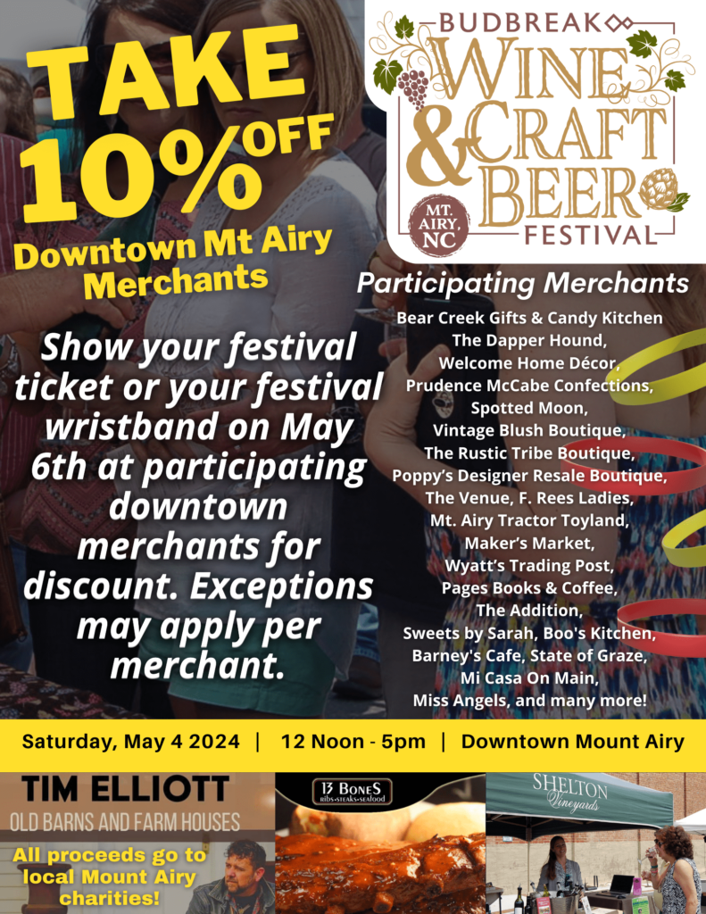 Mount Airy Downtown Merchants​ 10% Off - Wine & Craft Beer